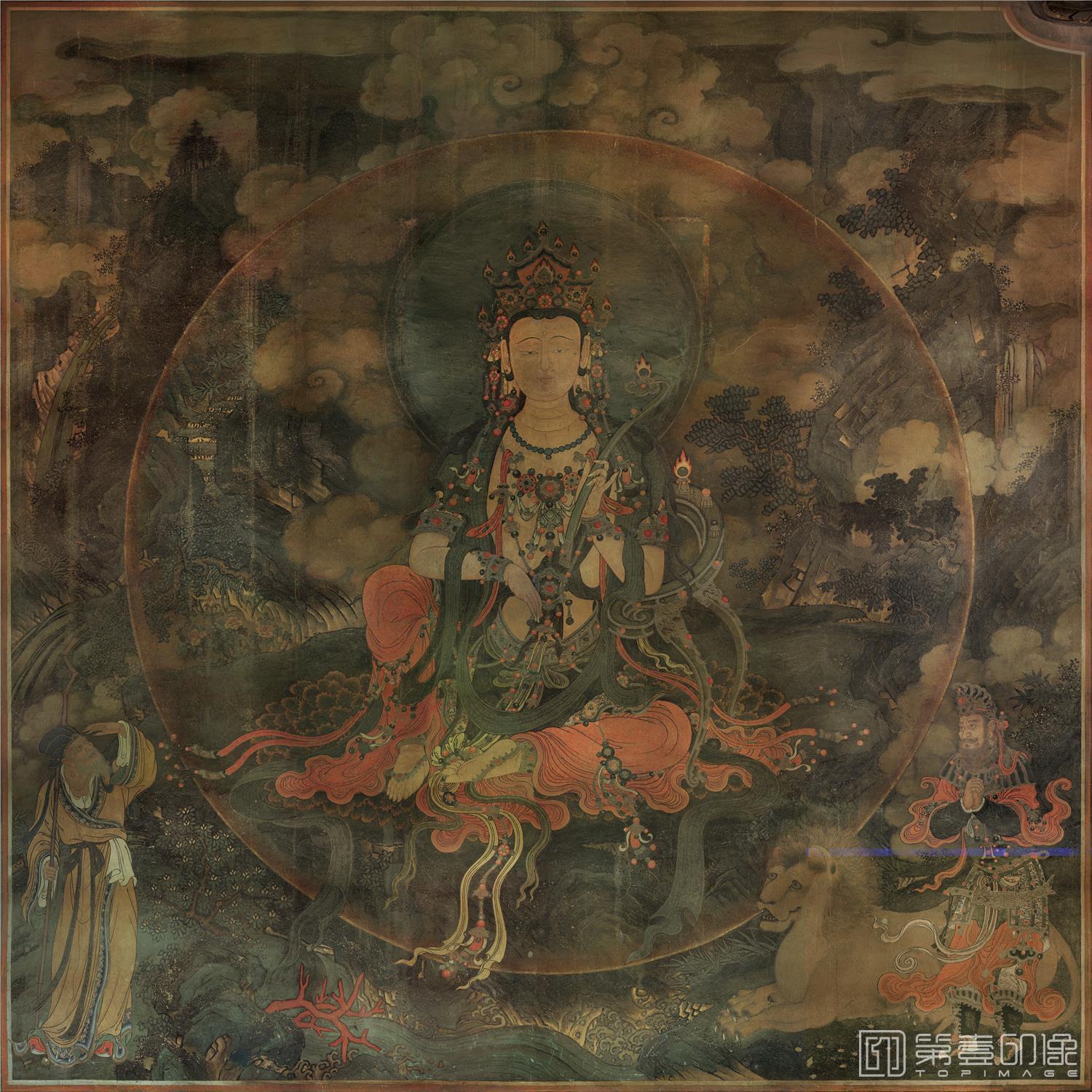 佛画法海寺壁画文殊菩萨坐像 300x300 第壹印像