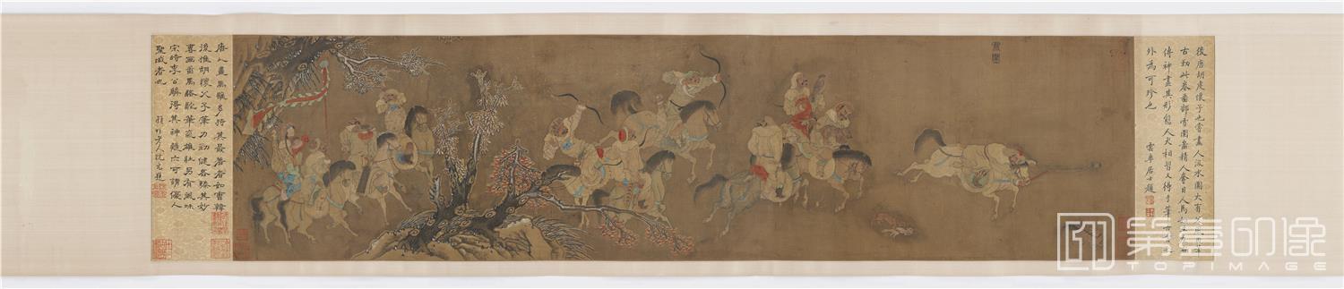 国画-番部雪围图卷绢本-28.8×117cm