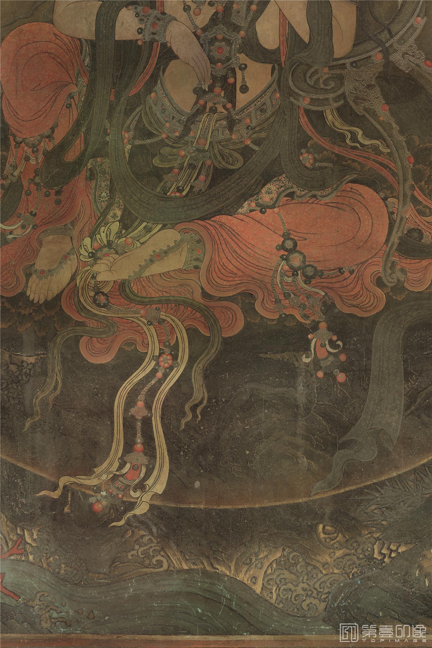 壁画-佛画 法海寺壁画 文殊菩萨坐像-分段-4-300x300