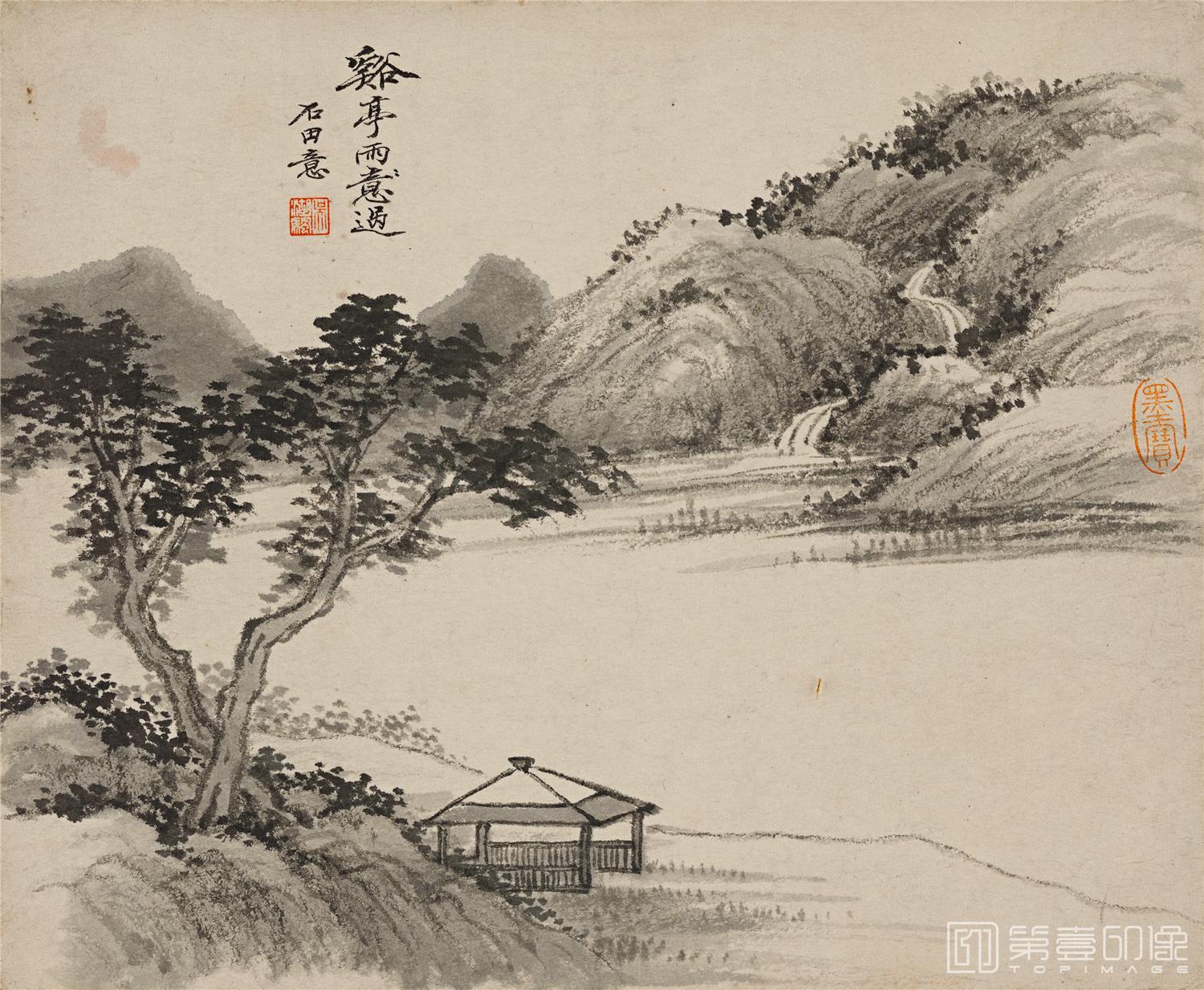 国画-溪亭雨意过-228x277