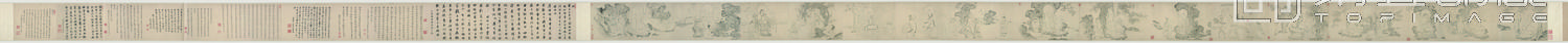 国画-白描罗汉图卷纸本-33.8x837