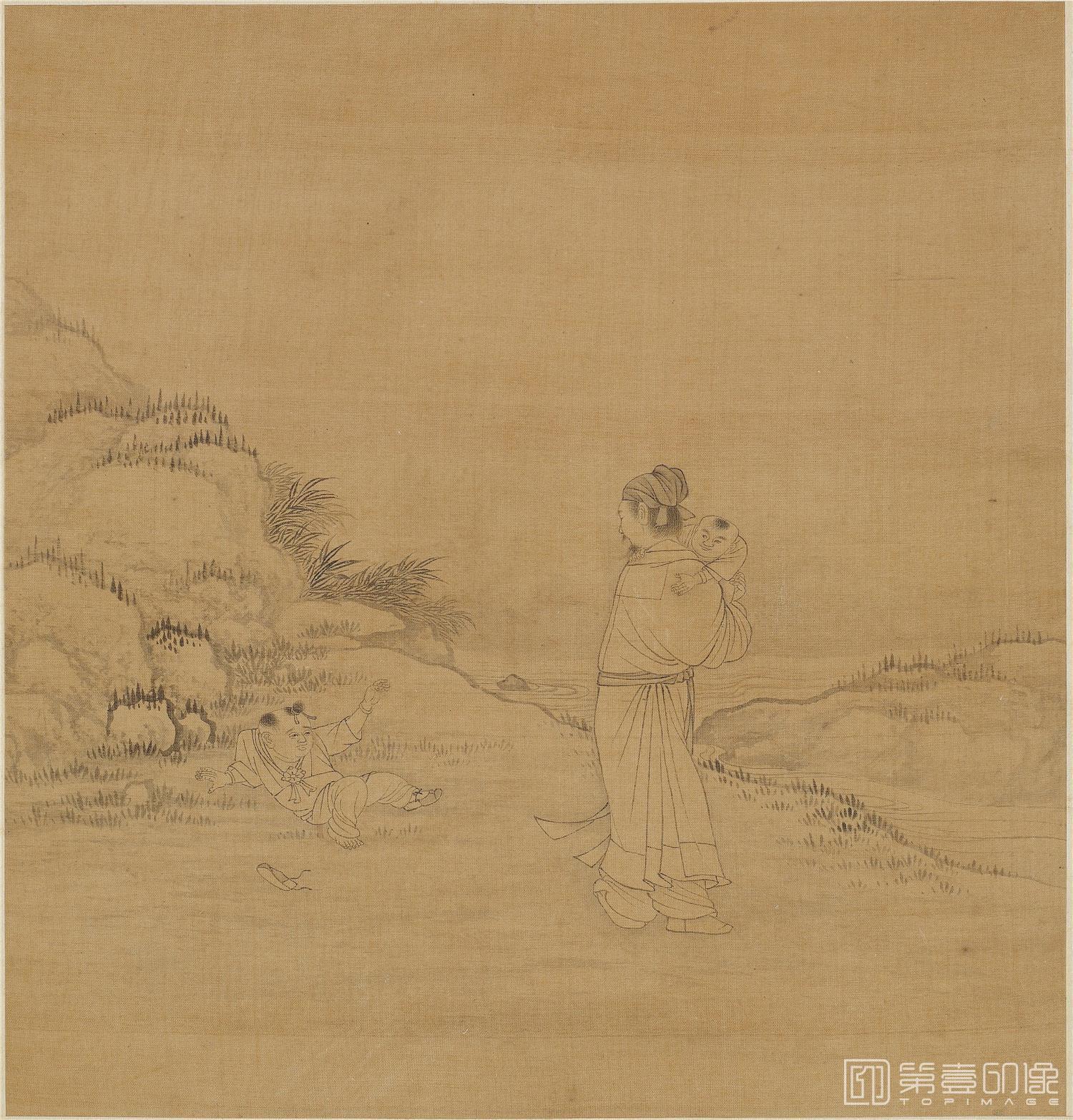 国画-白描人物故事图册24帧绢本-007-21.5x20.5