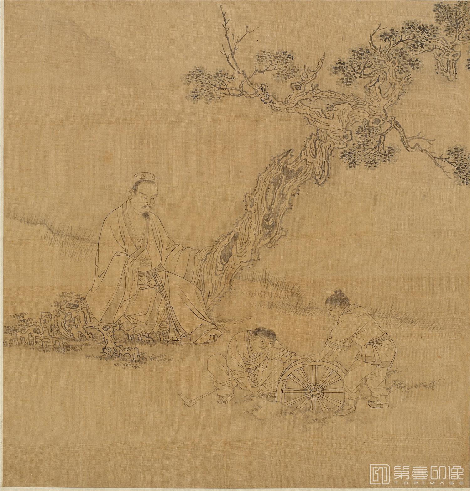 国画-白描人物故事图册24帧绢本-015-21.5x20.5
