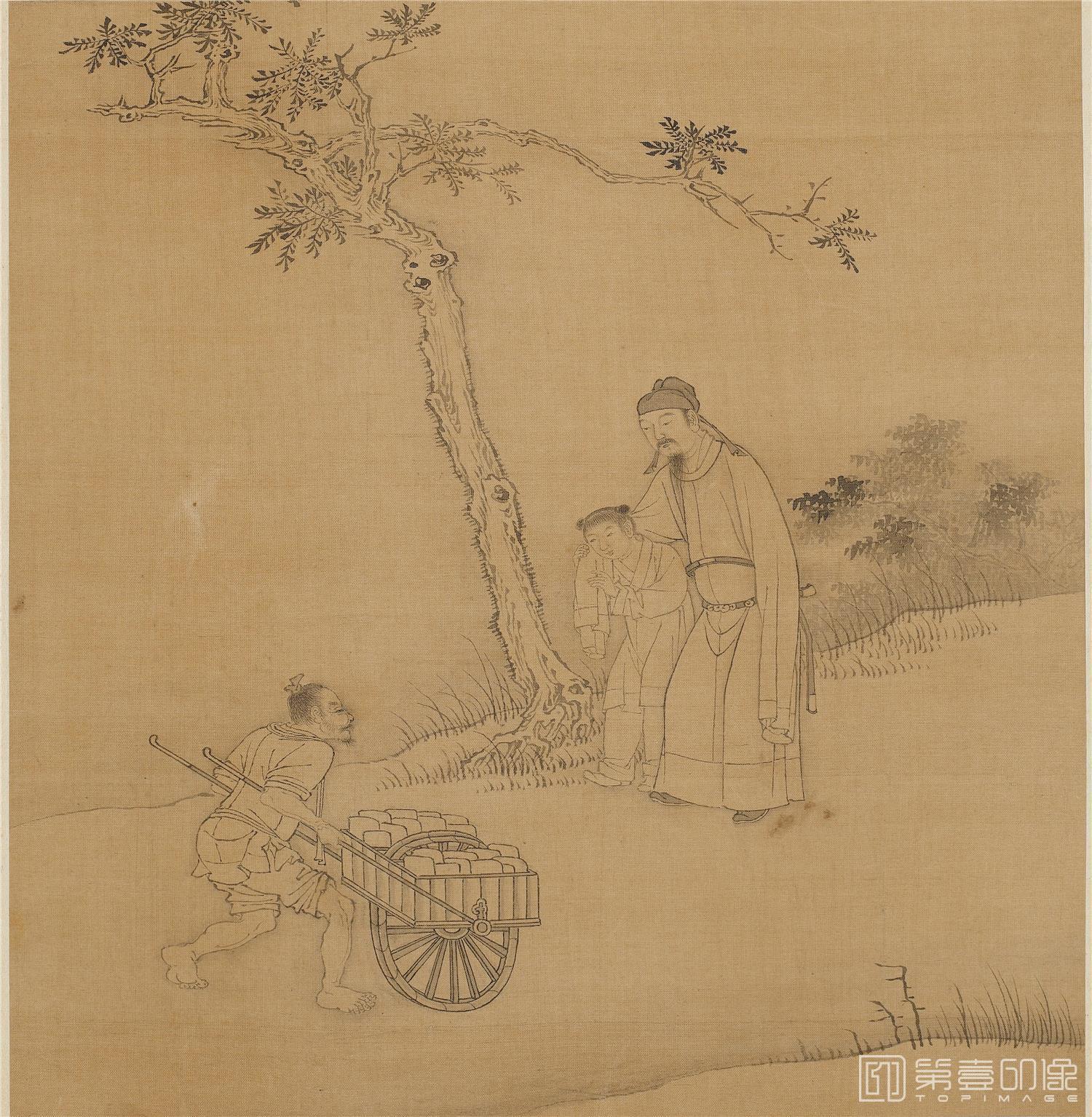 国画-白描人物故事图册24帧绢本-017-21.5x20.5