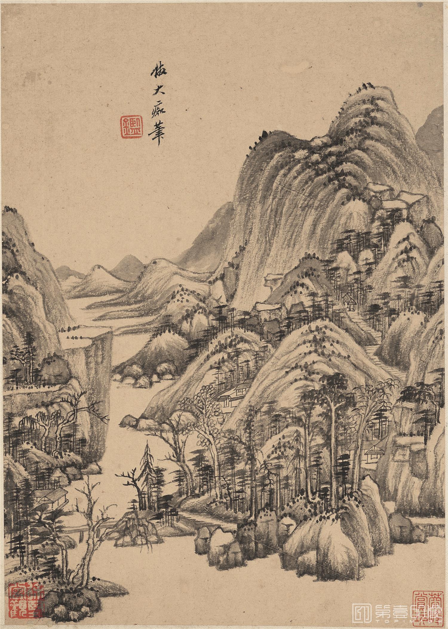 国画-仿古山水二十开-002