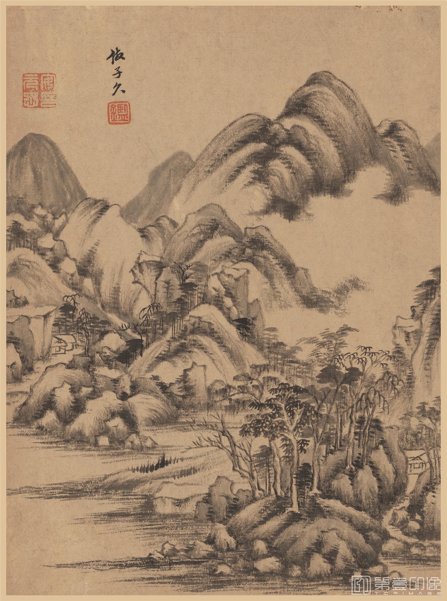 国画-山水册-纸本-007-13.7x18.1cm