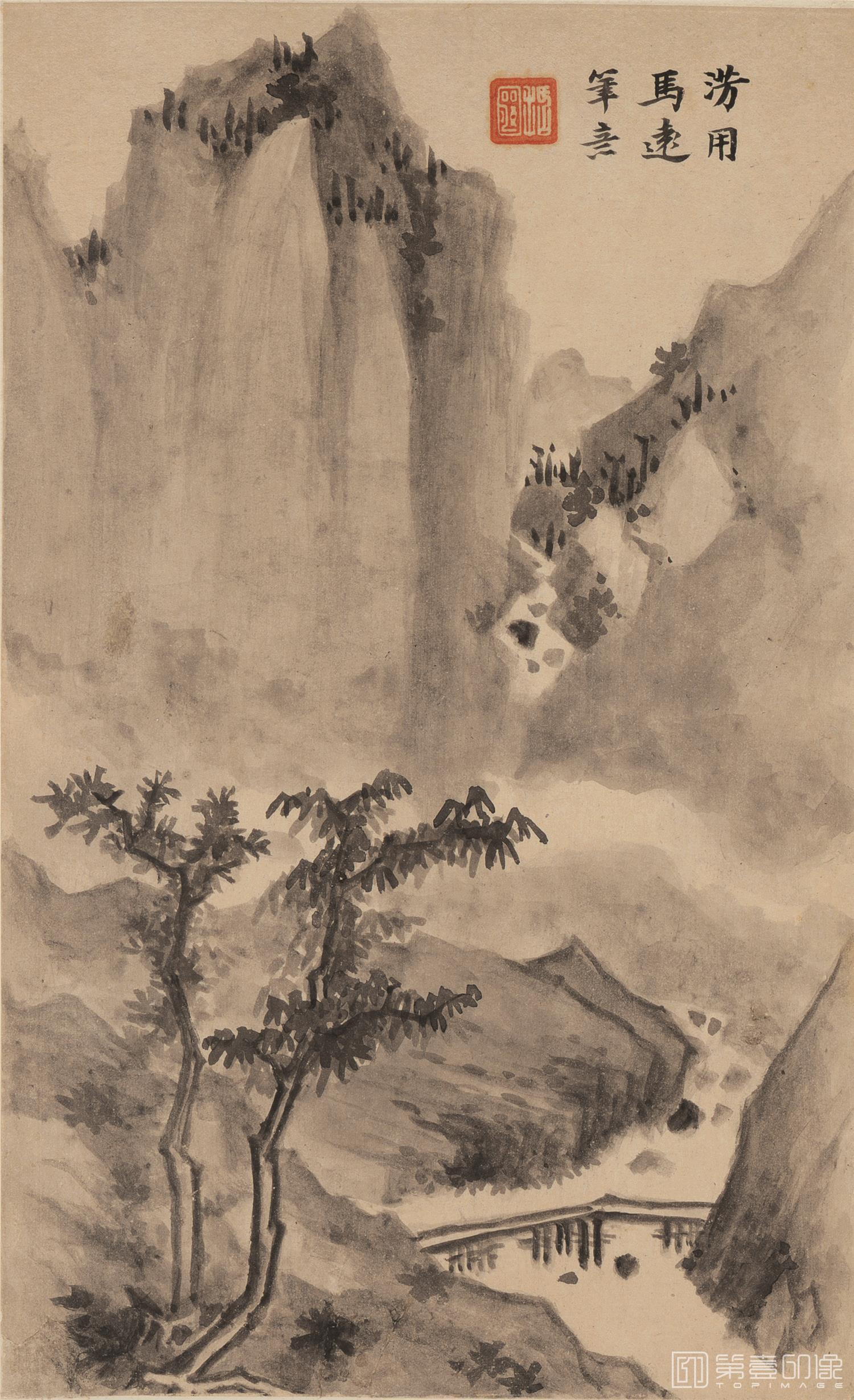 国画-仿古山水图-004-28x17
