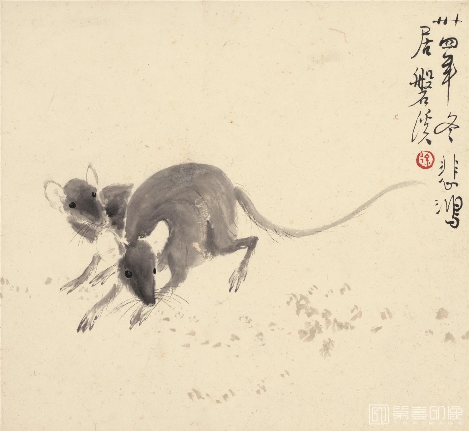 国画-十二生肖-纸本-鼠-33x35x12
