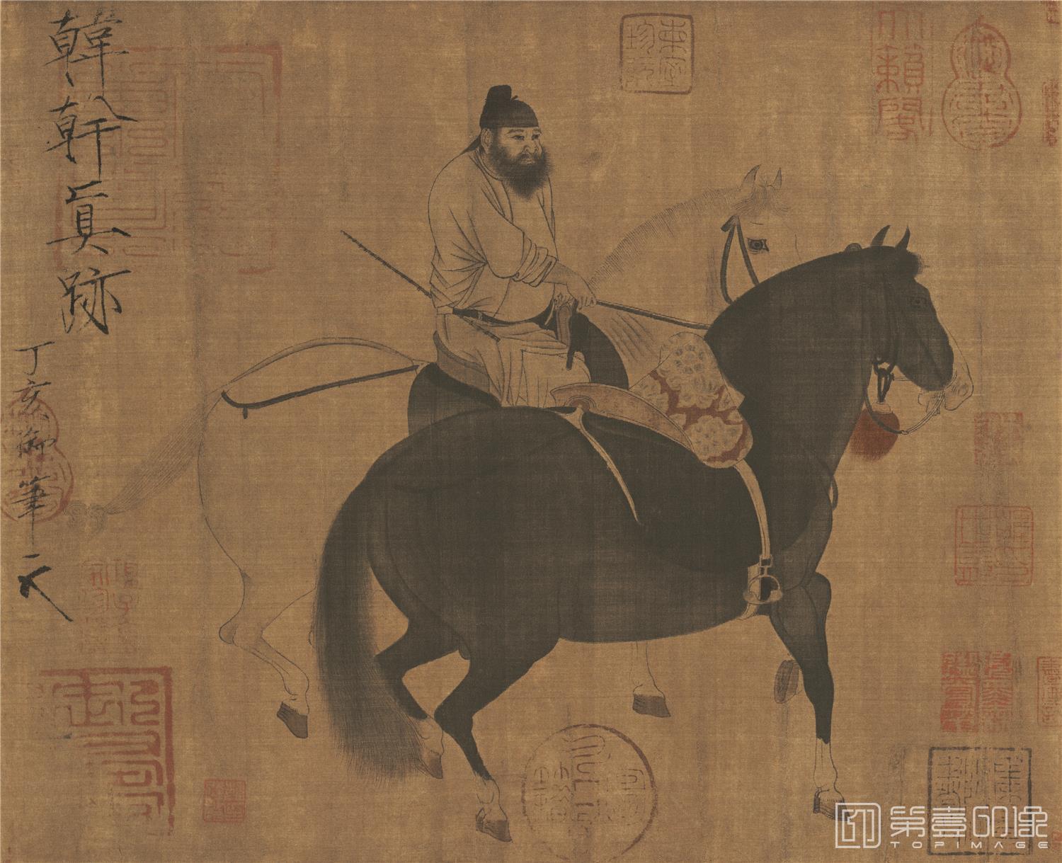 国画-牧马图-绢本-33.8X27.2cm