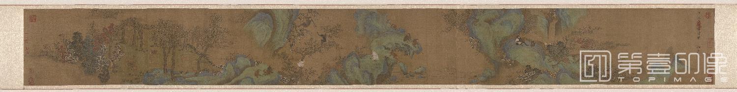 国画-秋景獐猿图卷绢本-36.7x321