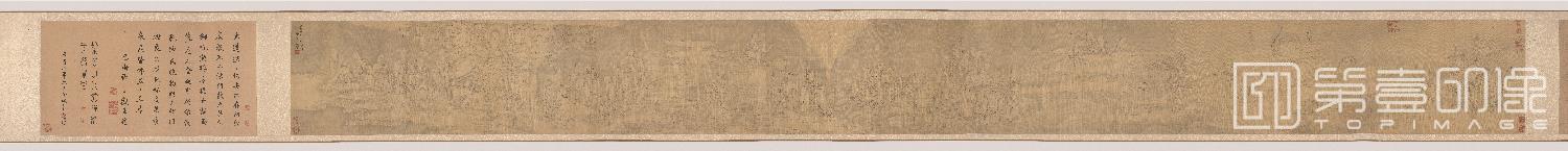 国画-白描罗汉图卷 (群仙渡海)绢本-34.6×372.3cm