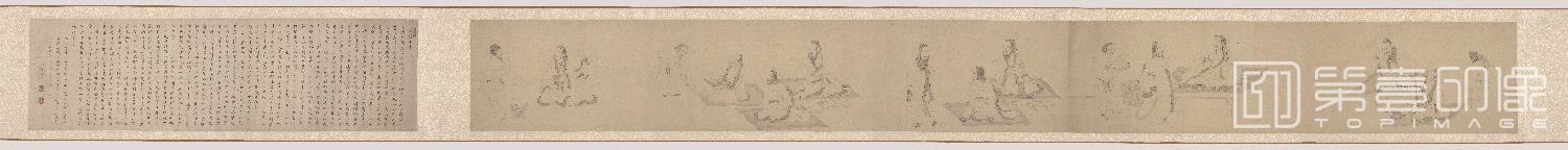 国画-白描陶渊明归田图手卷纸本-28.3 x 264cm