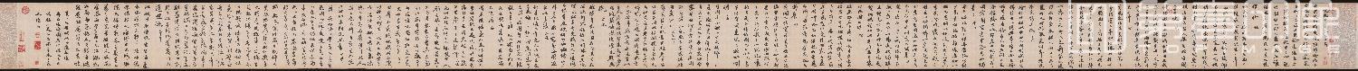 书法-行书记园中草木诗卷纸本-26.8x538.5cm