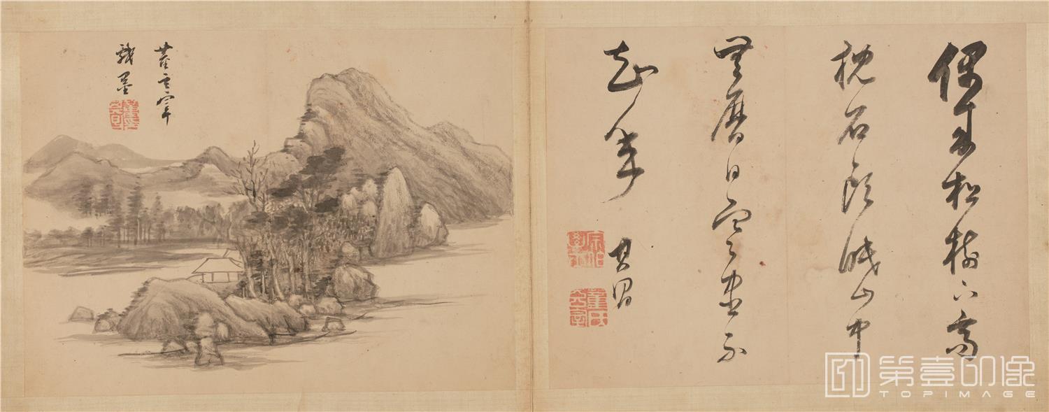 国画-书画合璧册页8帧纸本-004-30×33.5