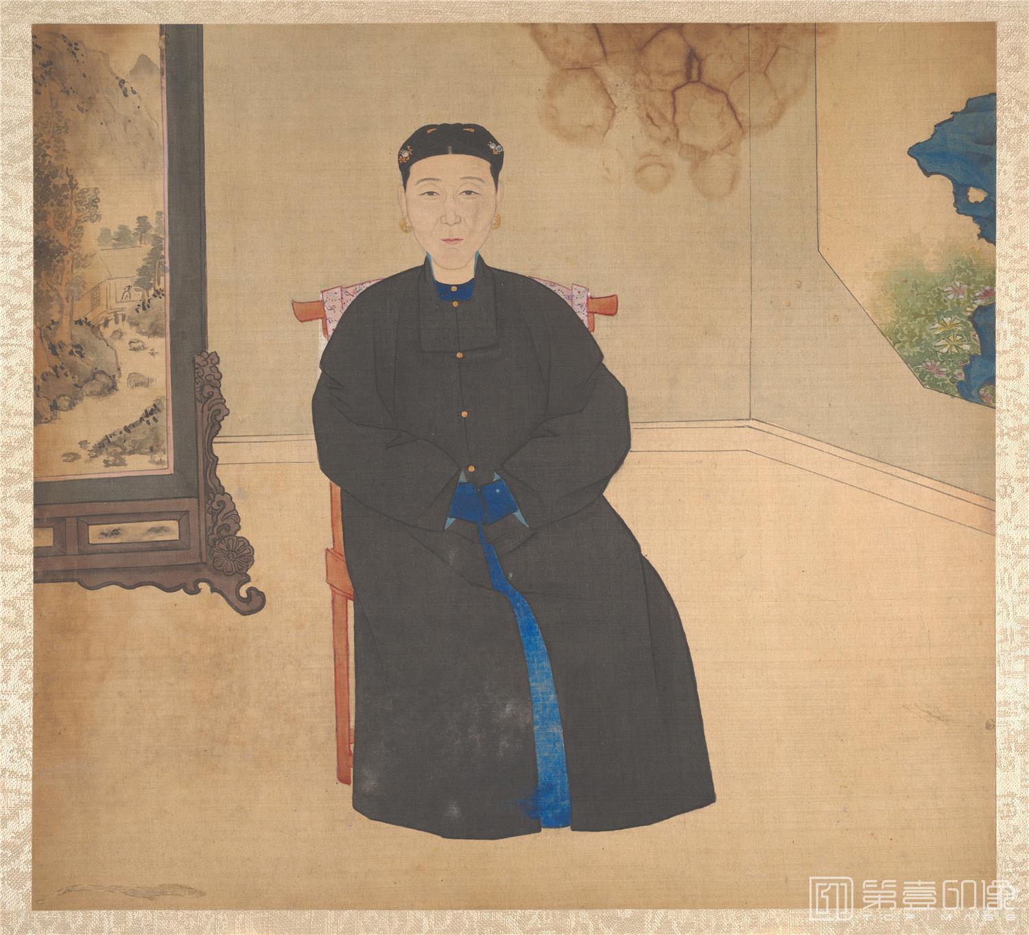 国画-国画-清 佚名 清人肖像图册绢本19帧-013-44x40cm