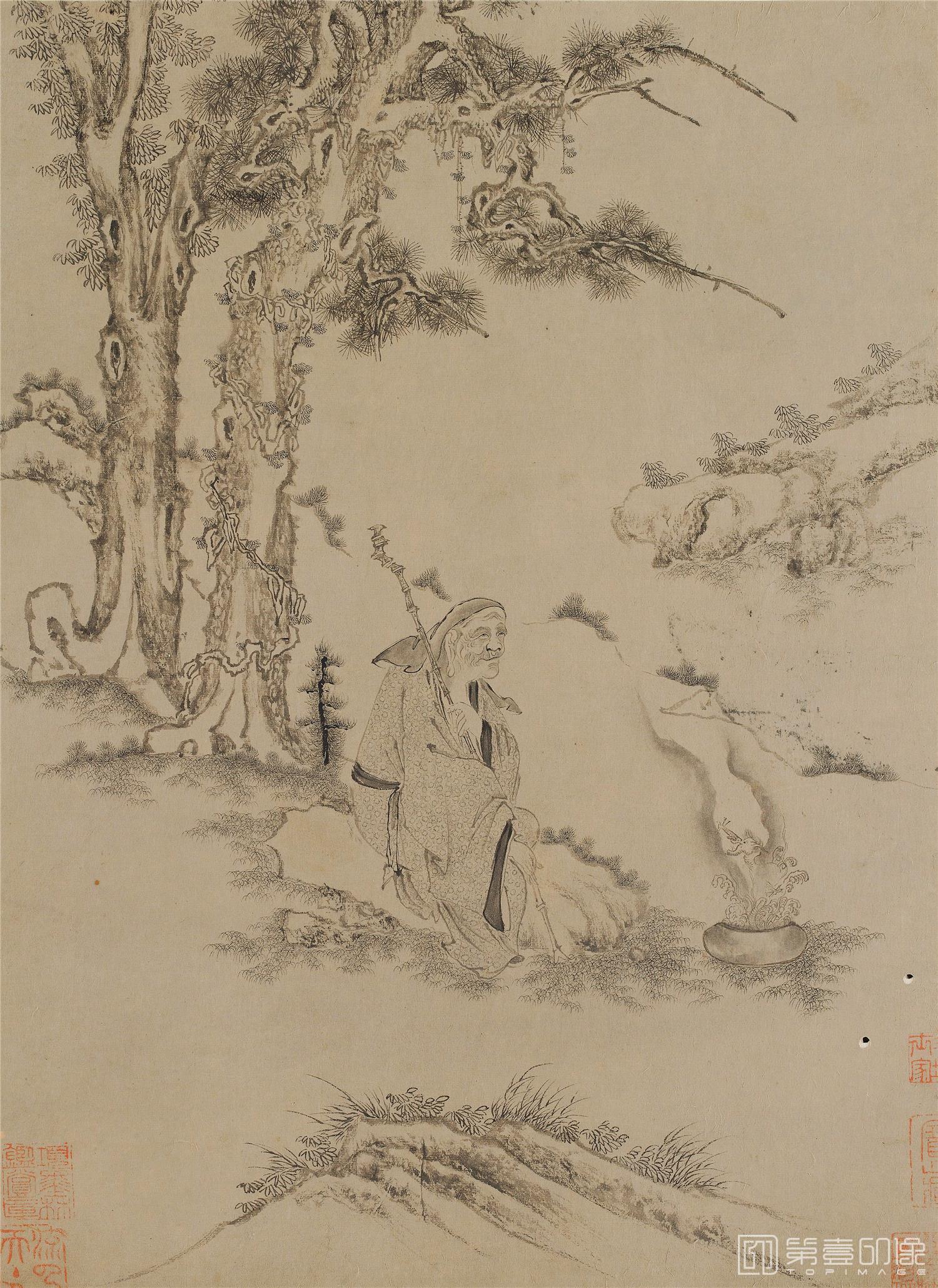 素描-白描罗汉图册纸本-012-30x22