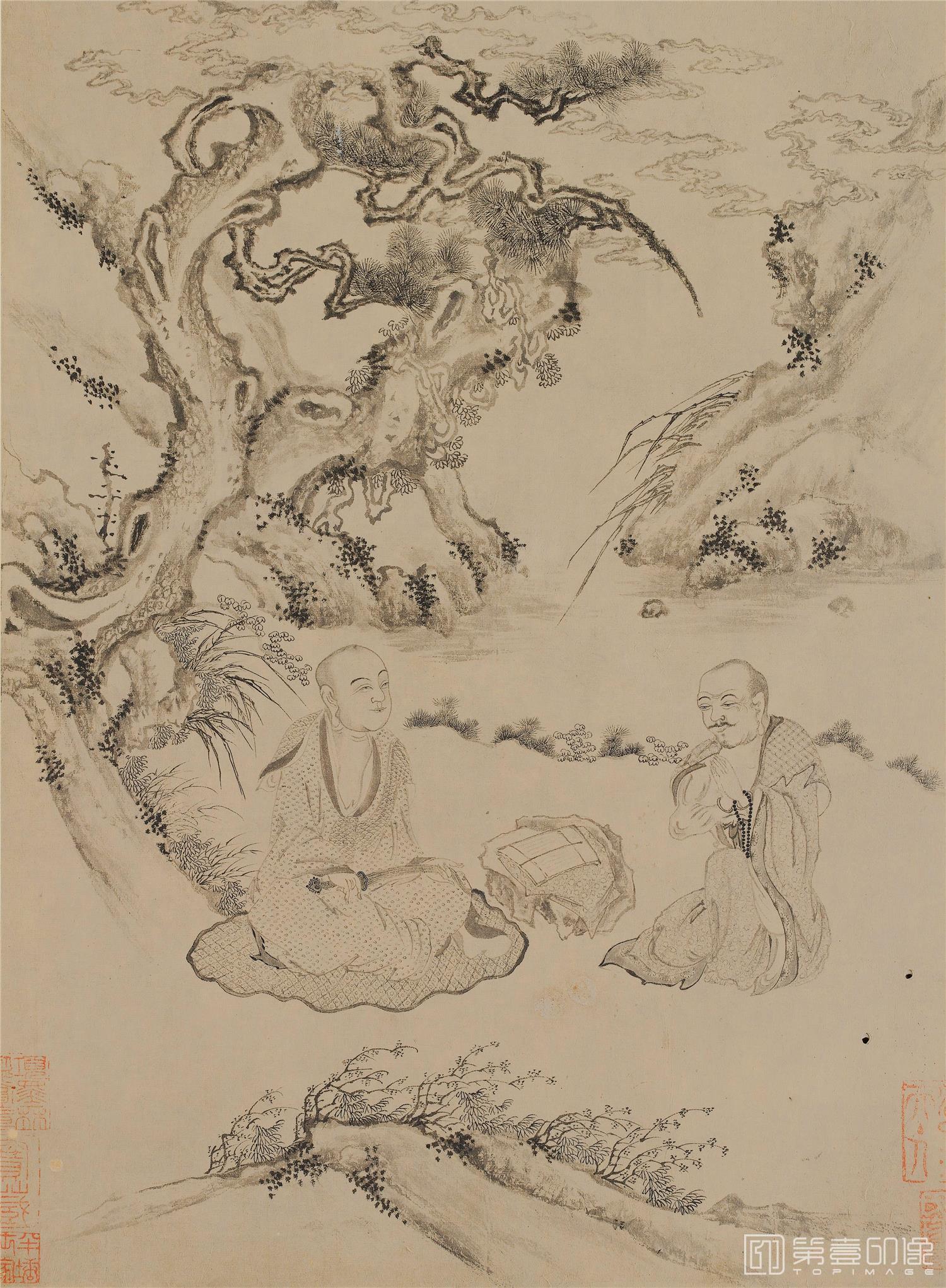 素描-白描罗汉图册纸本-014-30x22