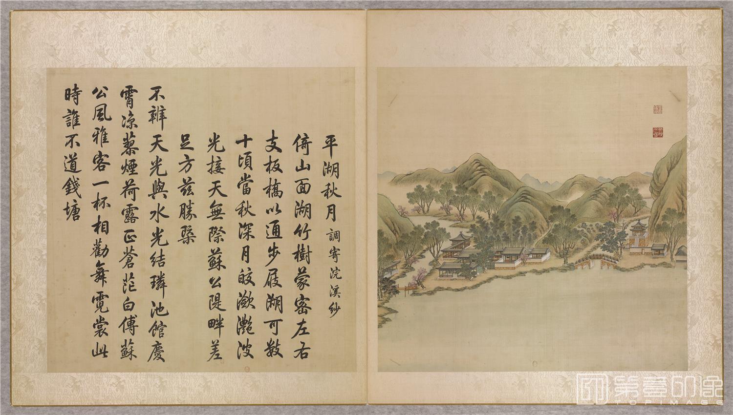 国画-圆明园四十景图册绢本-平湖秋月-83×75