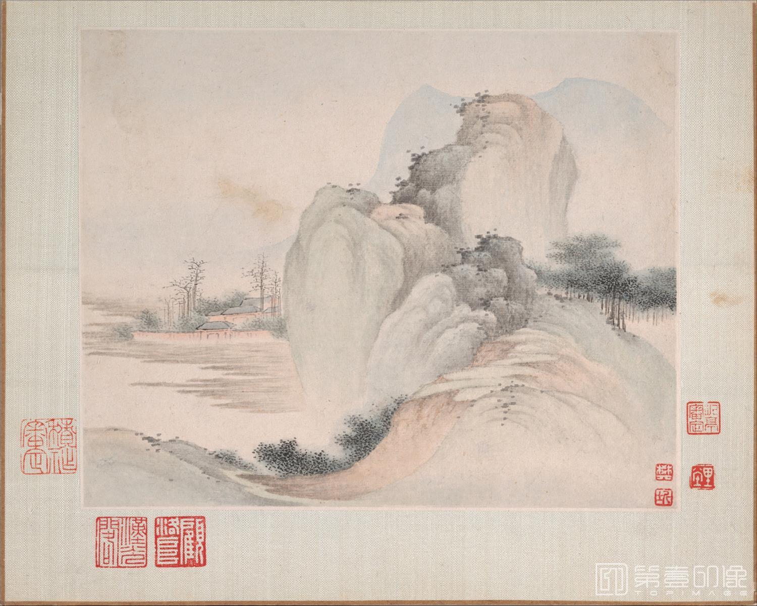 国画-为玉翁作山水册8帧纸本 001-15.2 x 18.9cm