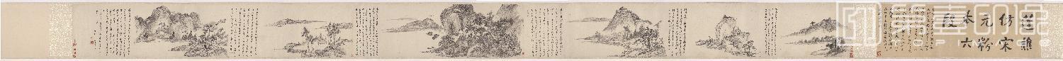 国画-仿宋元粉本六段图卷纸本-31.4x459.6cm