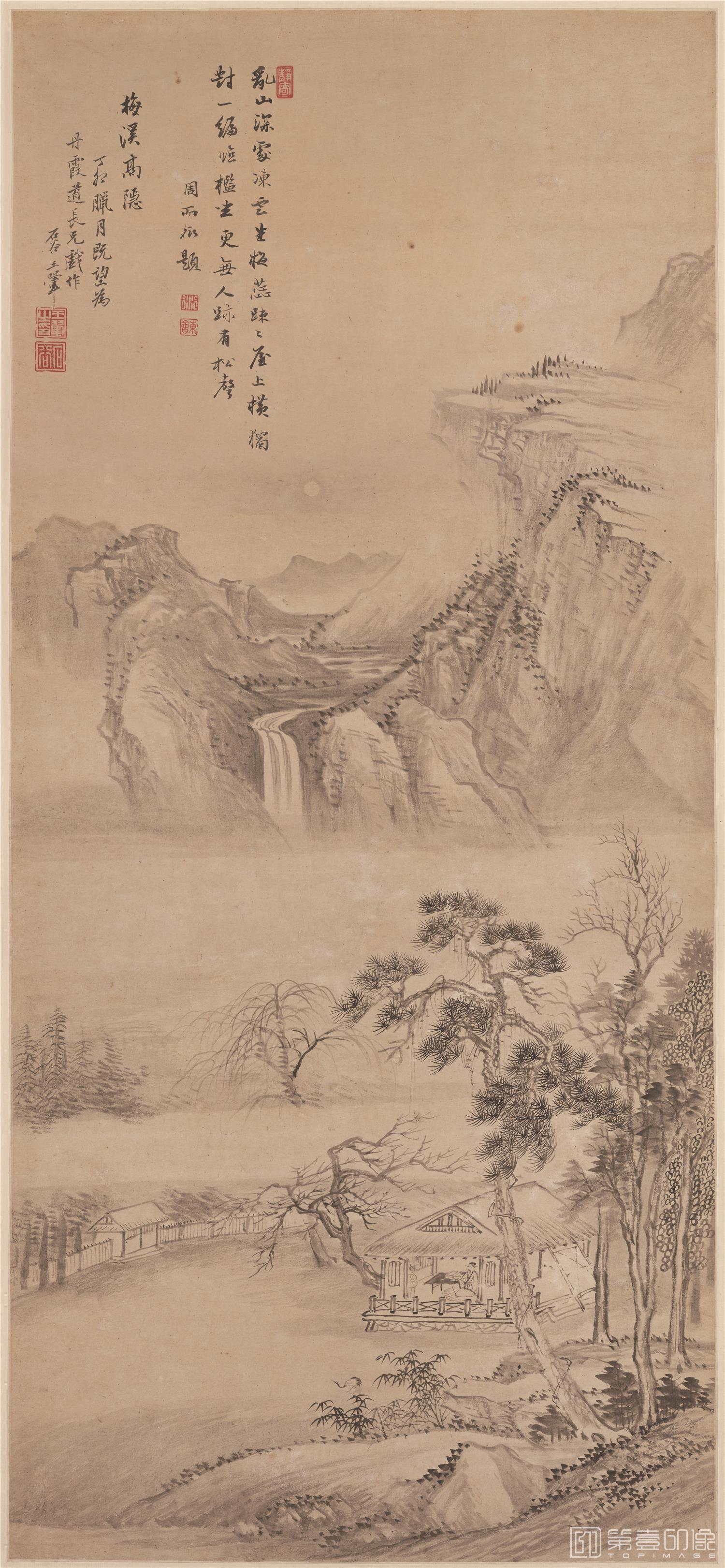 国画-梅溪高隐图轴纸本-138x63cm