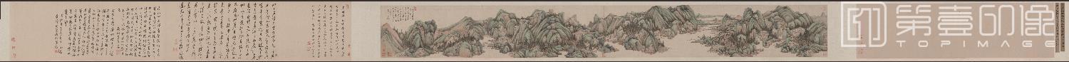 国画-青绿山水图卷纸本-23x198.7cm