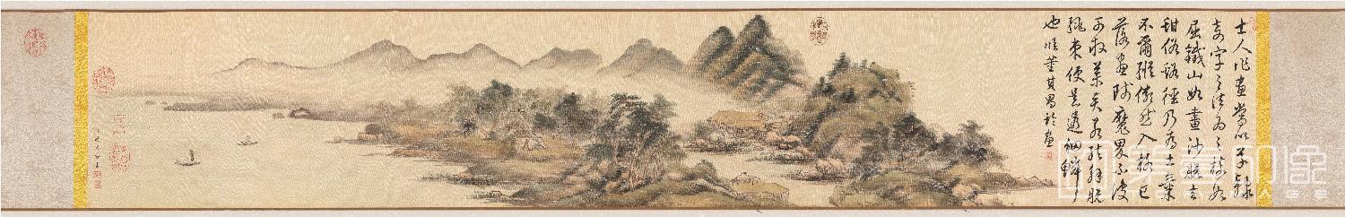 国画-烟树山亭手卷 (二版)绢本-29×175cm