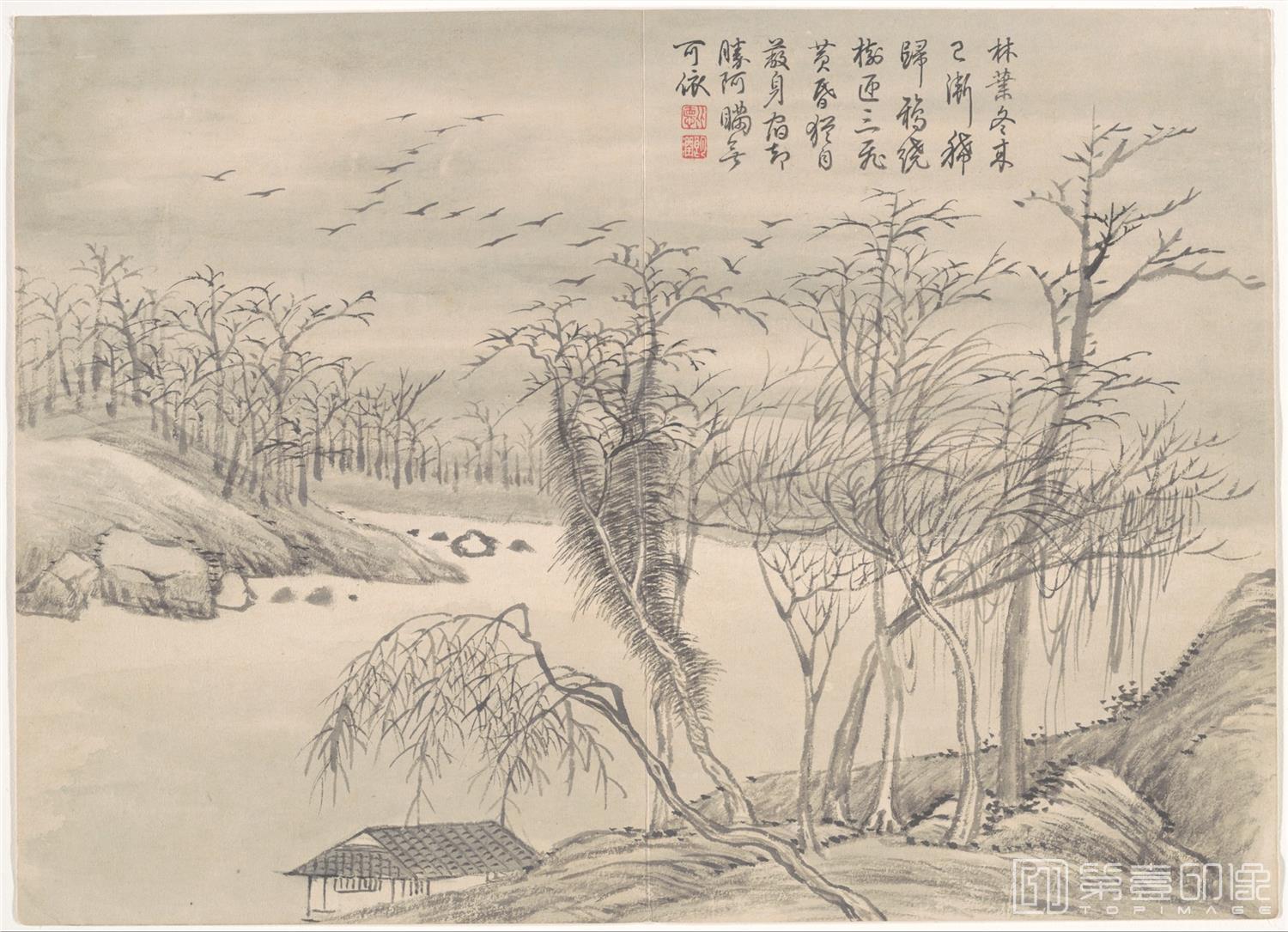 国画-景敷四气冬景图册纸本-36x26cm-02