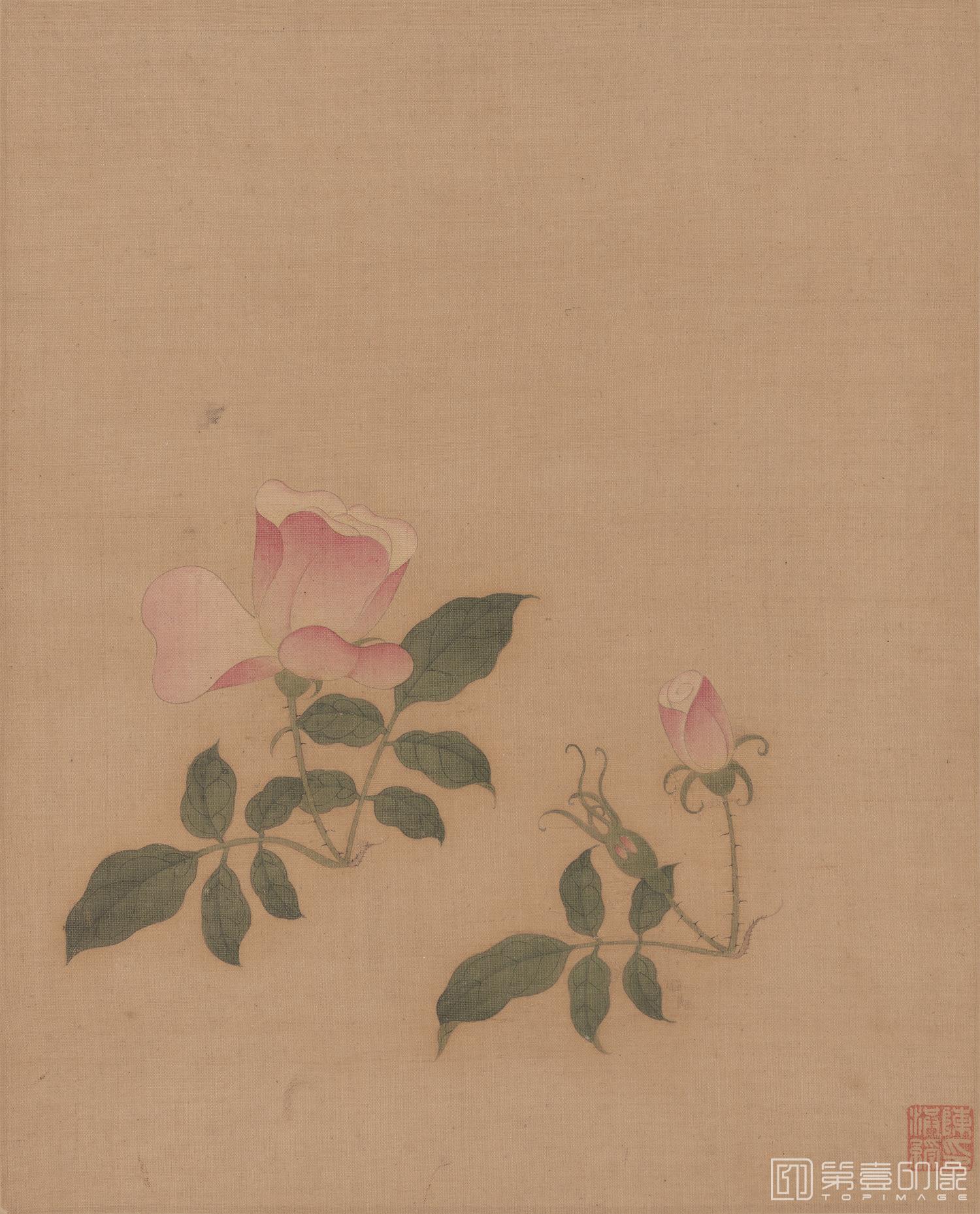 国画-粉月季-231x286cm