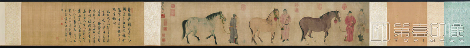 国画-人马图卷绢本-29.2 x 136.8cm