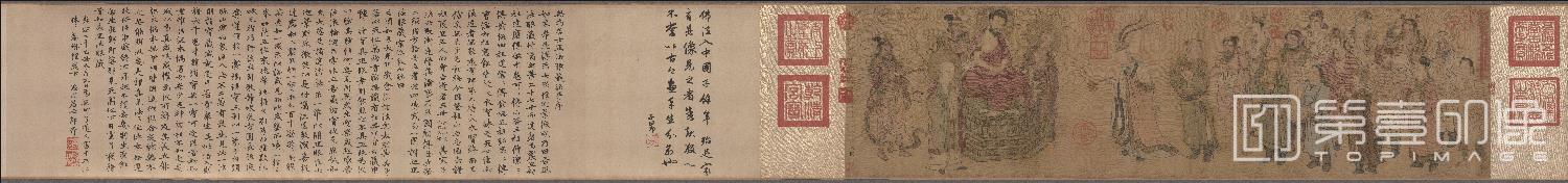 国画-番王礼佛图卷13年新版绢本-28.6×103.5cm