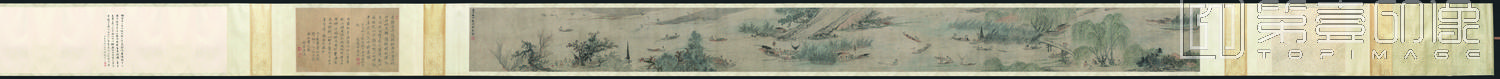 国画-云溪渔隐图卷纸本-31.4 x 355.2cm