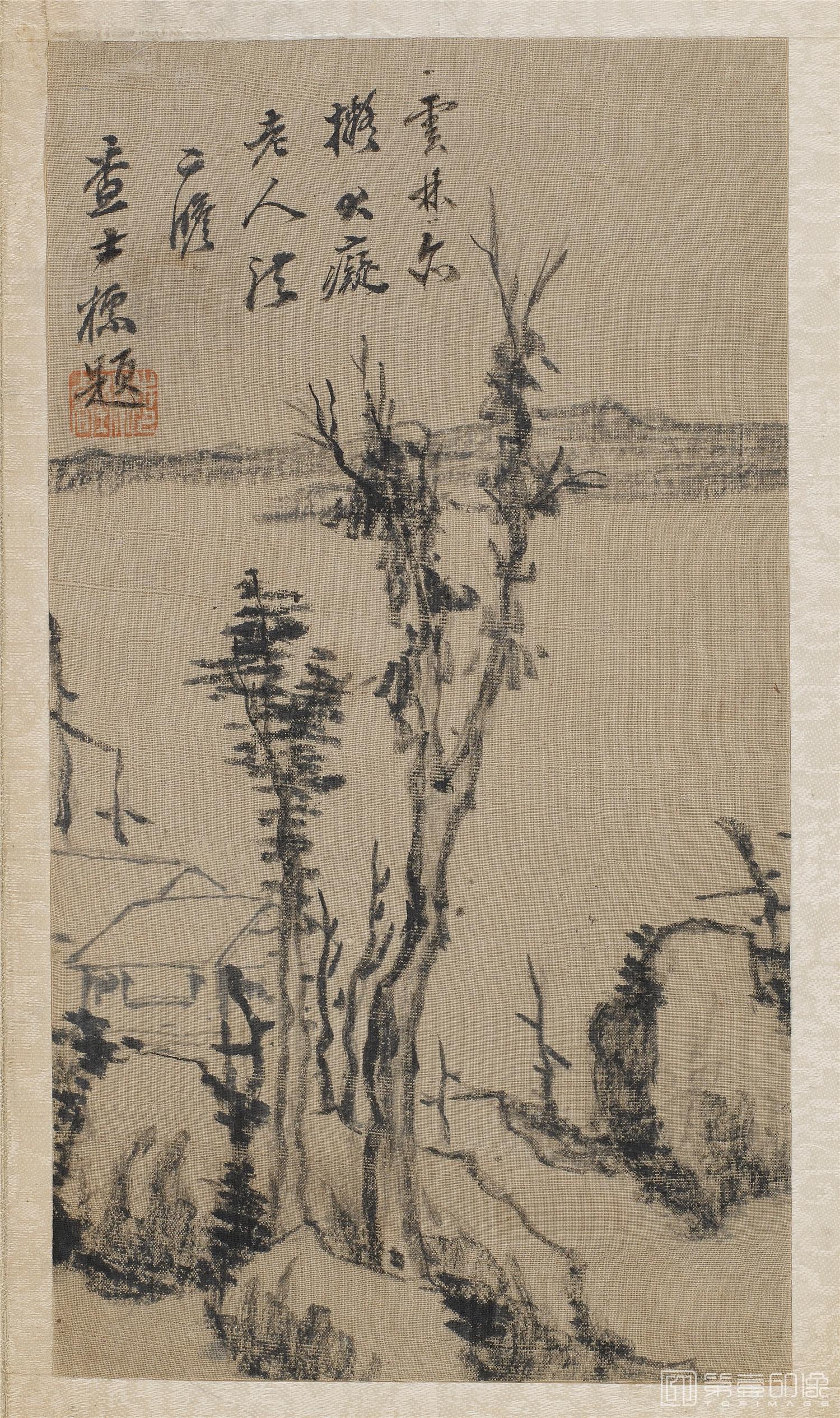 国画-仿倪瓒山水册8帧绢本-007-24.3x13.4cm