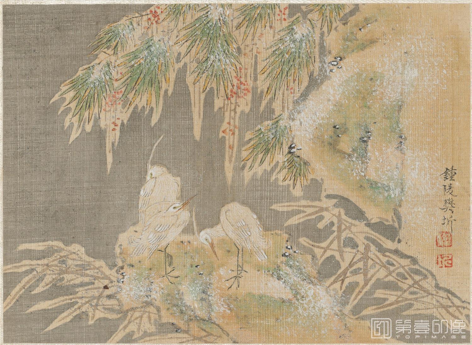 国画-金陵八大家山水花卉册20帧绢本-019-32.6 x 37.3cm