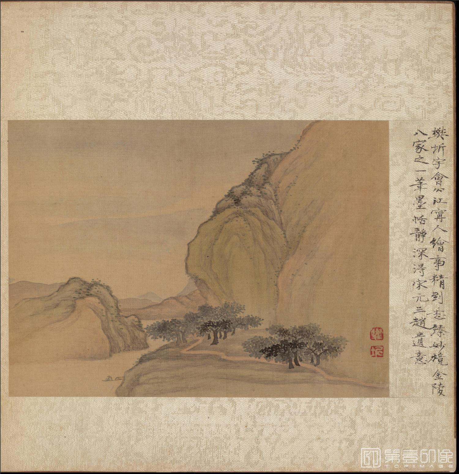 国画-金陵八大家山水花卉册20帧绢本-005-32.6 x 37.3cm