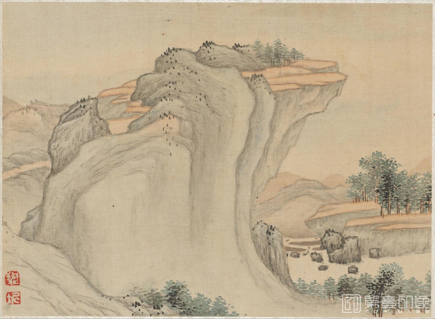 国画-金陵八大家山水花卉册20帧绢本-006-32.6 x 37.3cm