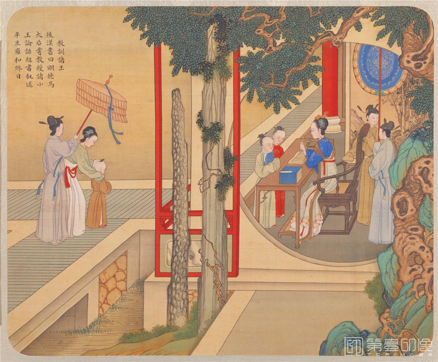 国画-历朝贤后故事图册12帧-教训诸王-故宫-30.8x37.4cm