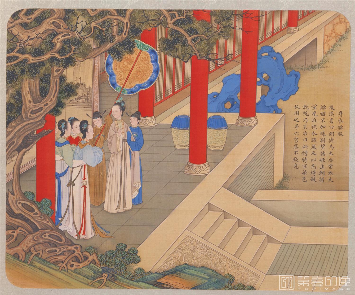 国画-历朝贤后故事图册12帧-身衣练服-故宫-30.8x37.4cm