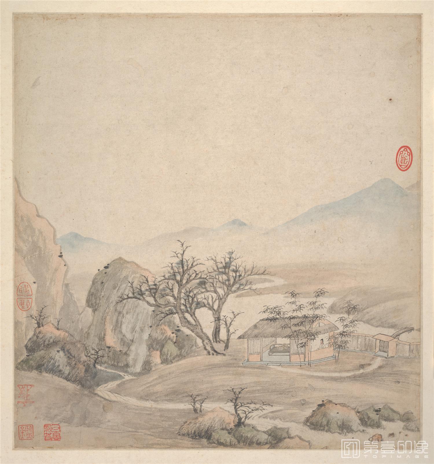 国画-摩古山水册页 -001-29.8 x 31.4cm