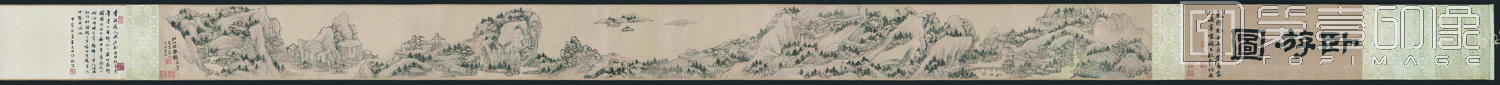 国画-卧游图卷绢本-26 x 344.2cm