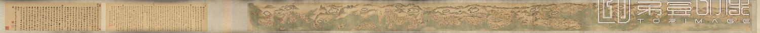 国画-闽省盐场全图卷本绢-38x860cm