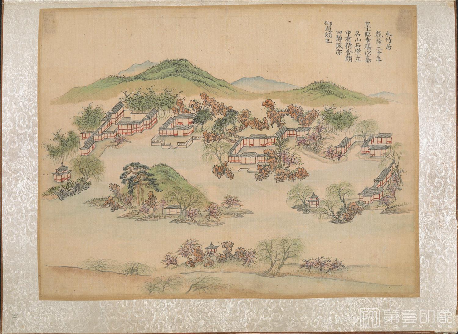 国画-乾隆南巡驻跸图页23帧 水竹居-扬州-绢本40×29.5cm