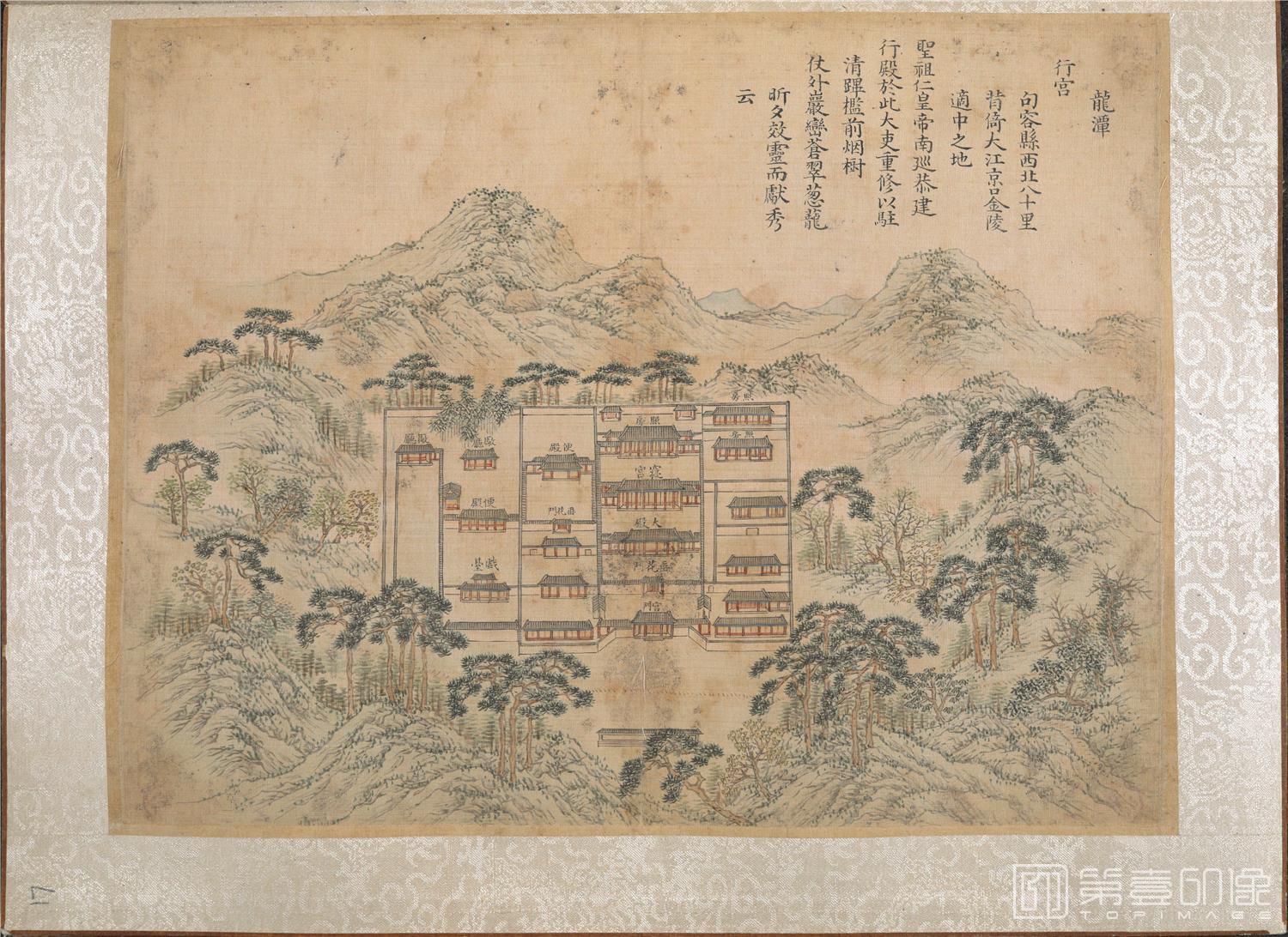 国画-乾隆南巡驻跸图页23帧 龙潭行宫-句容县西北八十里-绢本-40×29.5cm