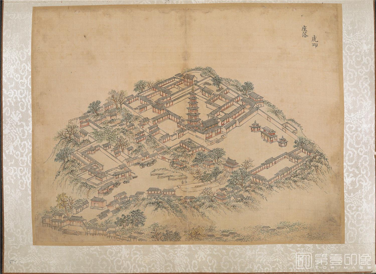国画-乾隆南巡驻跸图页23帧 虎丘座落-苏州-绢本-40×29.5cm