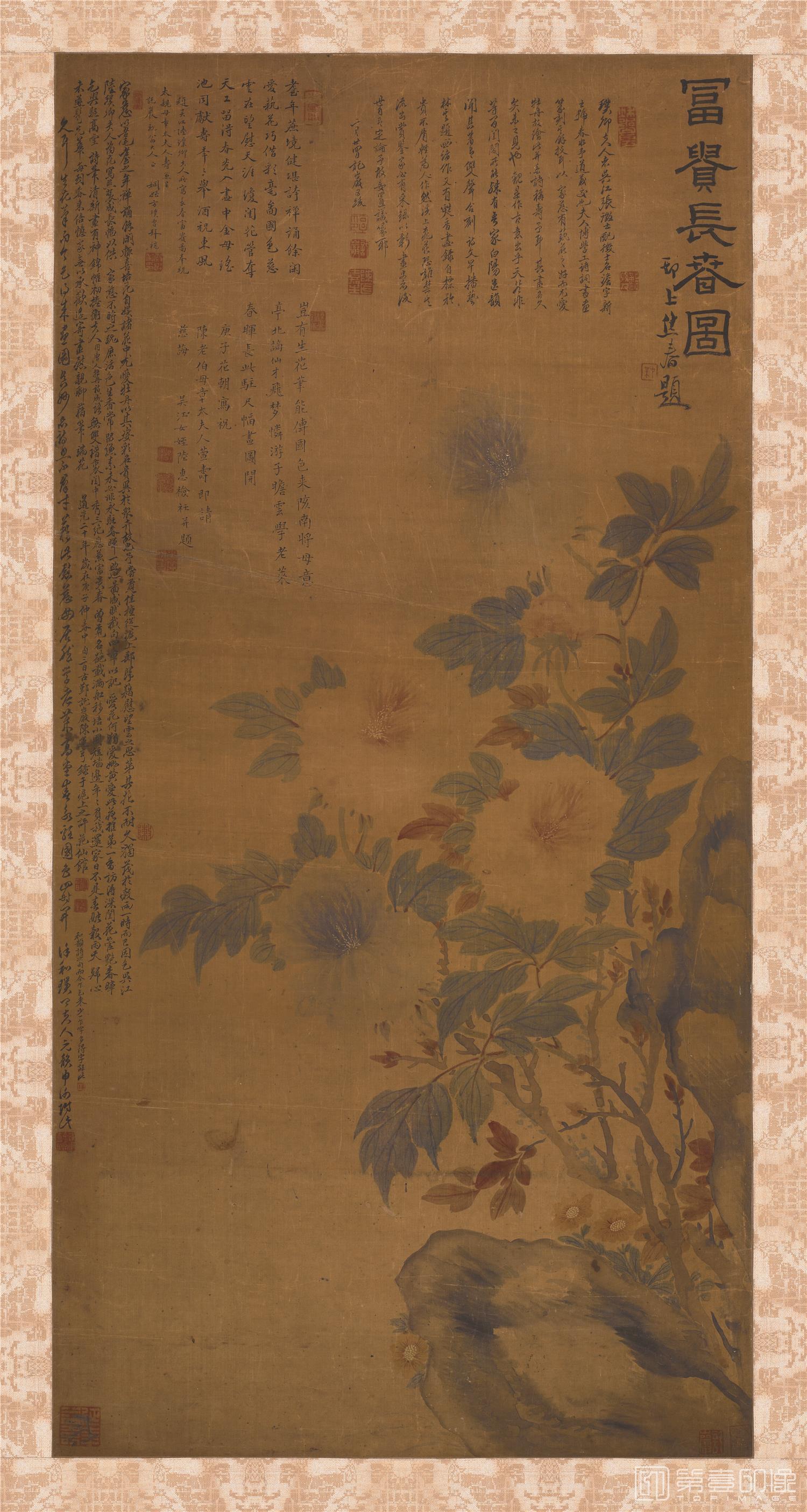 国画-富贵长春图立轴绢本-80x148cm