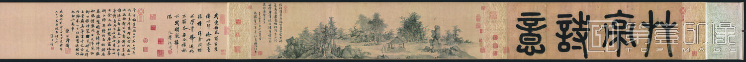 国画-草亭诗意图卷纸本-23.8 x 99.4cm