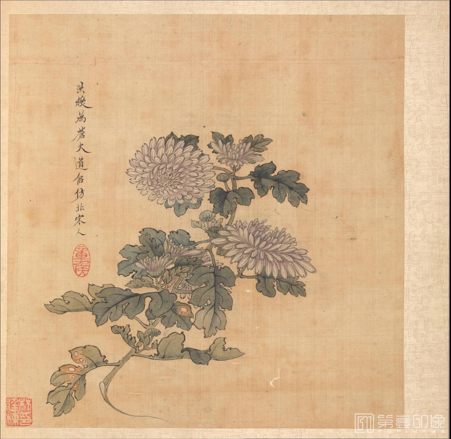 国画-老莲抚古花鸟全景图册22帧-绢本-分段-19-24.2 x 23.7cm