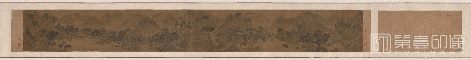 国画-行旅图卷绢本-23.9x237