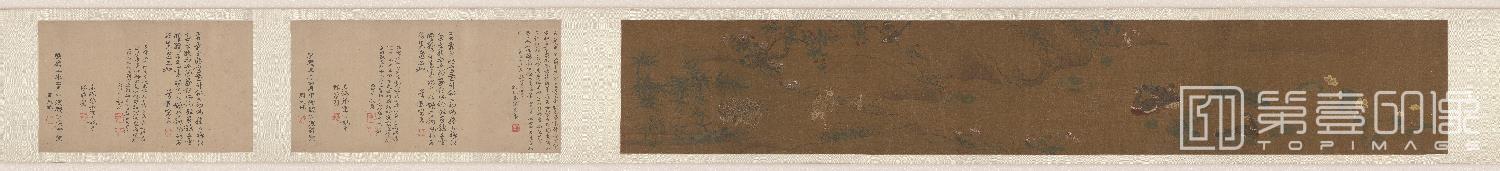 国画-写生鹌鹑水鸠图卷绢本-31.4×194.2