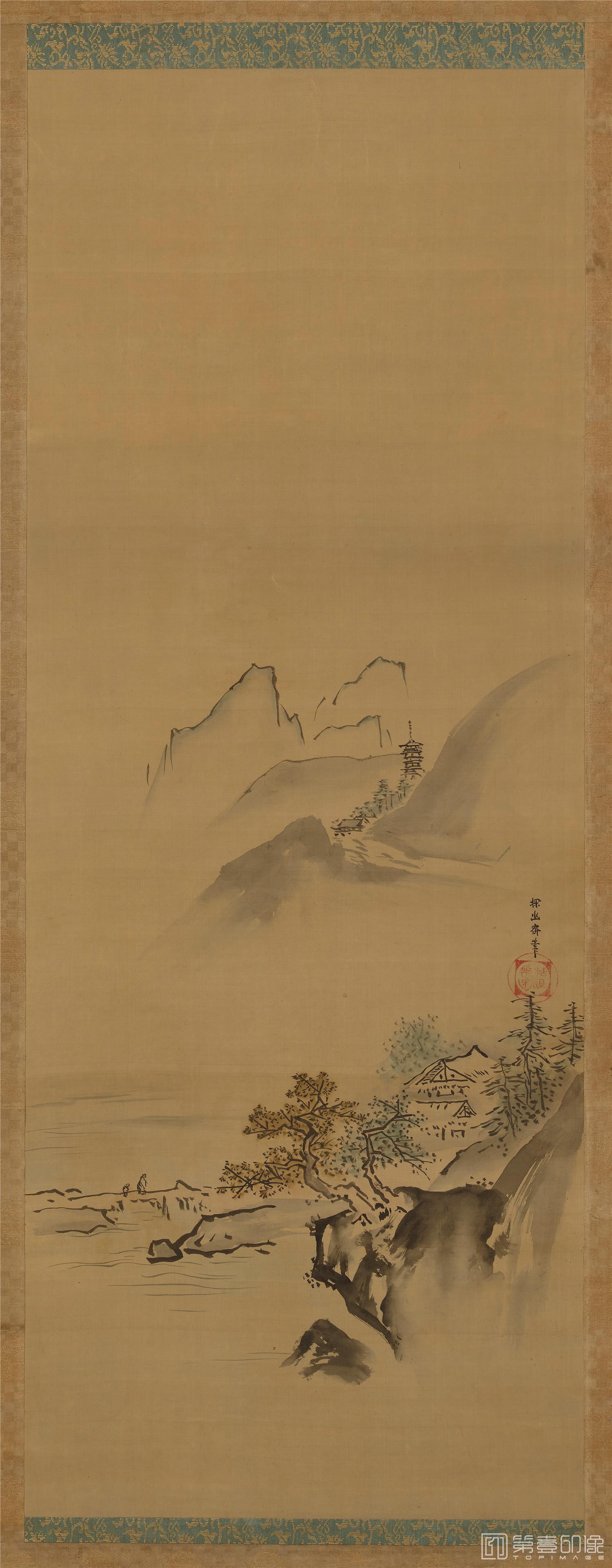 国画-山荫春晓图立轴绢本-114x44.2